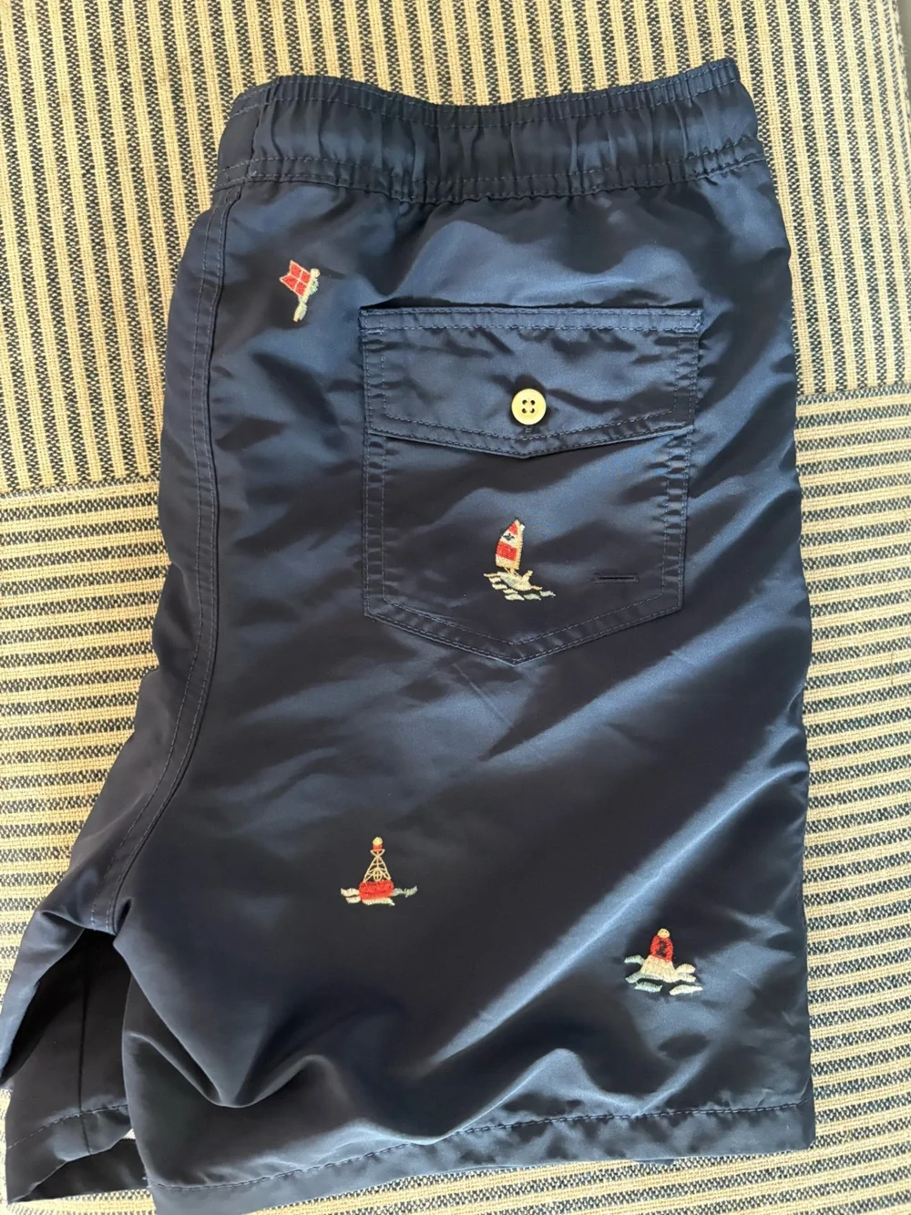 Polo by Ralph Lauren Navy Swim Trunks with Red Embroidered Sailors